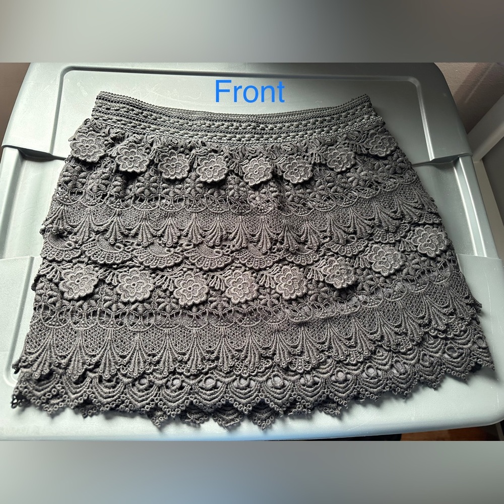 Crochet knitted & floral mini skirt
